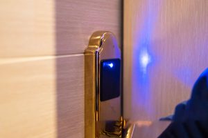 digital door systems, blue warning light